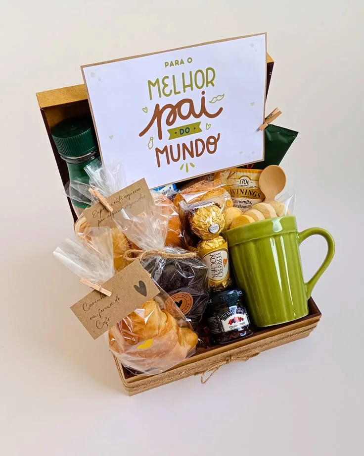 Cesta Café da Manhã – Melhor Pai do Mundo 💚☕