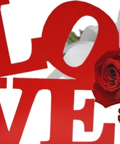 Alternative view of Buquê de 12 Rosas Vermelhas e Placa Love