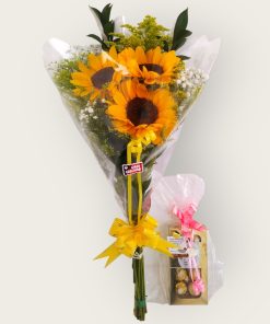 Ramalhete de Girassóis e Ferrero Rocher